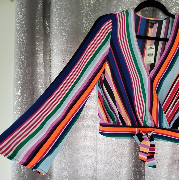 Express Surplice Wrap Blouse - Picture 1 of 5